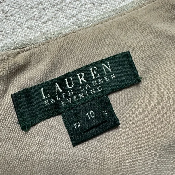 Lauren Ralph Lauren Silver Cream Sequin Full Length Gown Maxi Dress 10 Festive - Picture 7 of 9